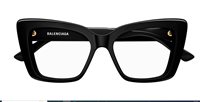 Monture de lunettes Balenciaga Femme BB0297O001-BLACK-BLACK-TRANSPARENT52 - BB0297O001-BLACK-BLACK-TRANSPARENT52